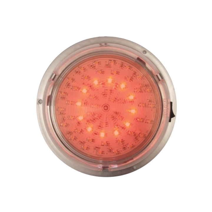 127-66780 <BR /> 6.5” L.E.D. Dome Light (White / Red) with Metal Mounting Base
