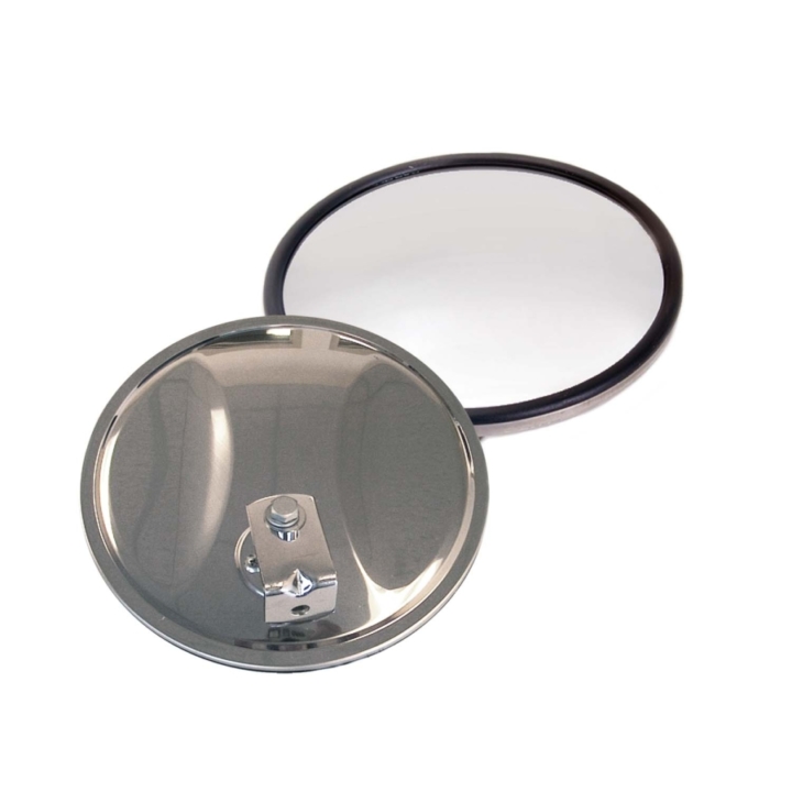 124-6408A <BR />8” Stainless Steel Convex Mirror – Off-center Mount