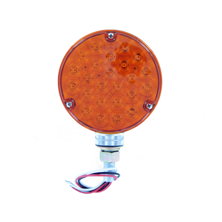 127-66708A <BR /> 4” Round Amber  “Maximum CountTM” Dual-faced L.E.D.  S/T/T Pedestal Lamp